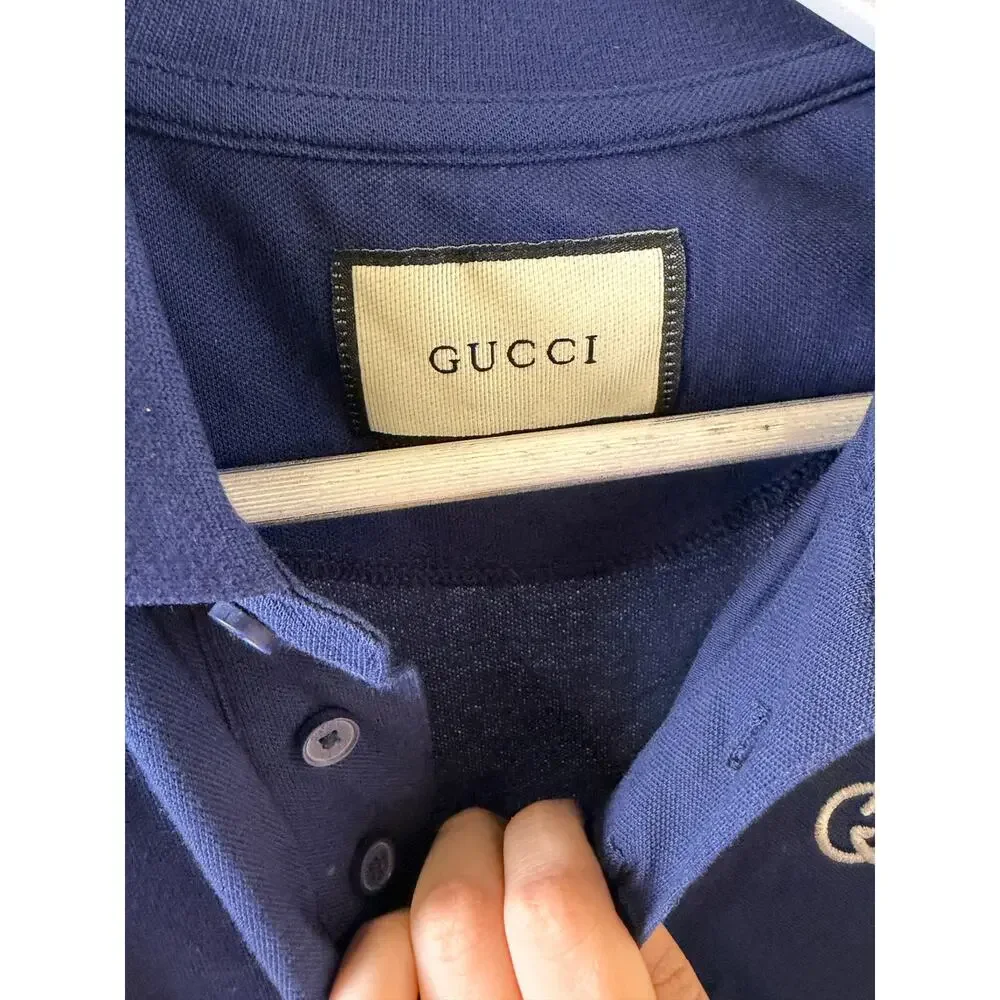 Gucci Blue Cotton Polo Shirt Men's Size M Pre-Owned